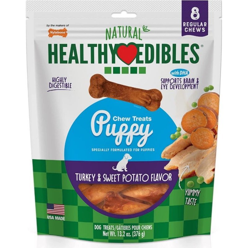 Nylabone Healthy Edibles DHA Omega-3 Puppy - Turkey & Sweet Potato Flavor - Regular (8 count) Nylabone Healthy Edibles DHA Omega-3 Puppy - Turkey & Sweet Potato Flavor - Regular (8 count)