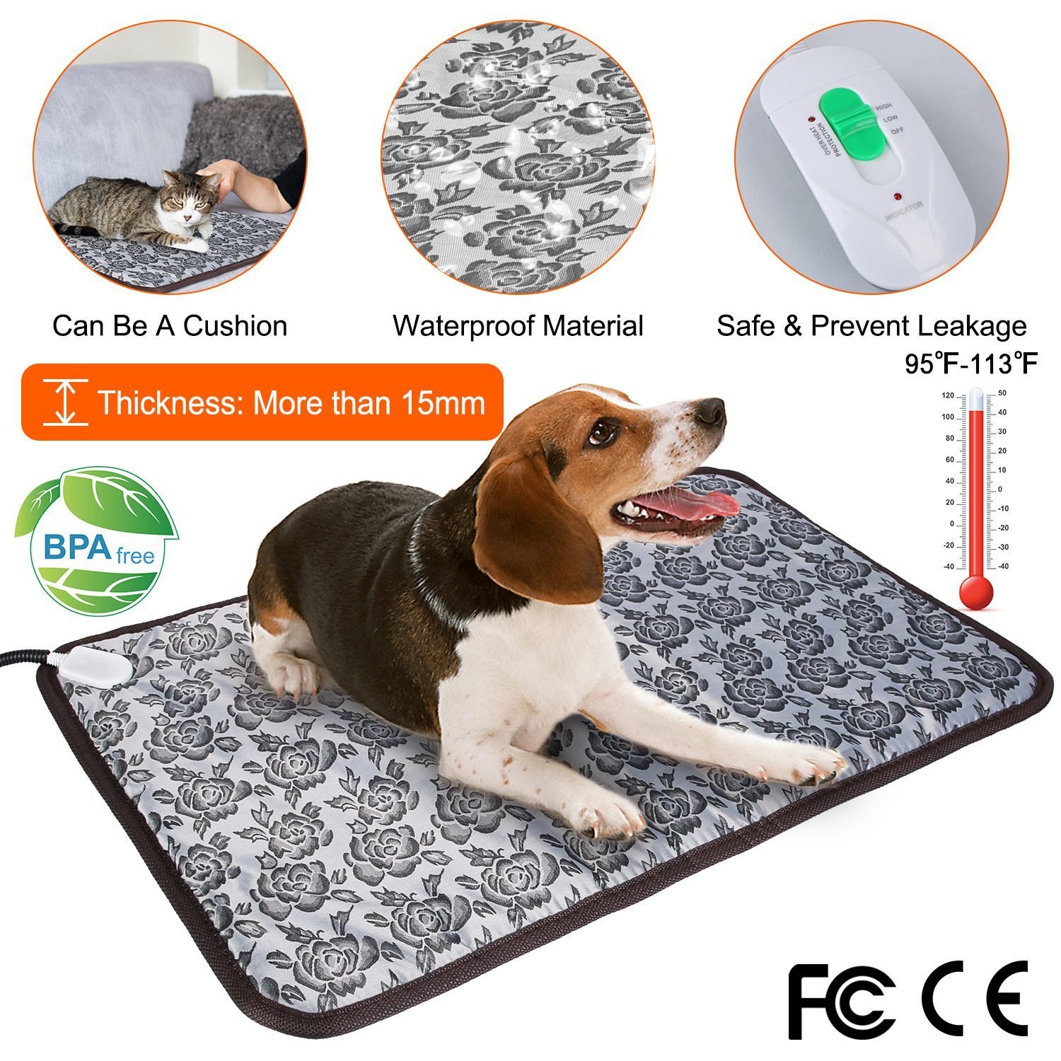 27.6x17.7in Pet Heating Pad Dog Cat Electric Heating Mat Waterproof Adjustable Warming Blanket with Chew Resistant Steel Cord Case 27.6x17.7in Pet Heating Pad Dog Cat Electric Heating Mat Waterproof Adjustable Warming Blanket with Chew Resistant Steel Cord Case