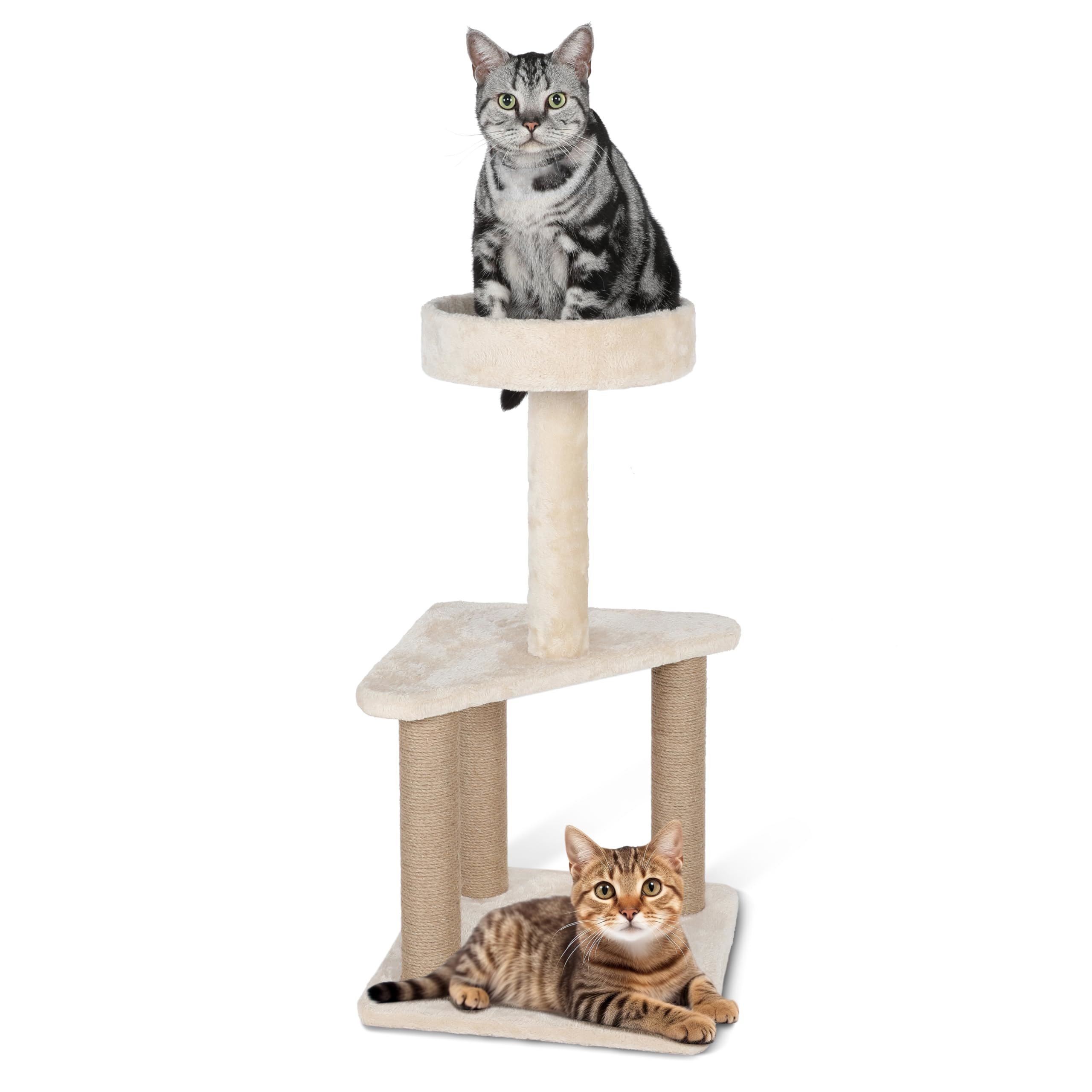 Cat Tree with Sisal Covered Scratching Post, 31.8 Inches Cat Tower with Plush Perchesfor Indoor Cats,15.7 x 31.8 Inches, Furniture Protect,Beige Cat Tree with Sisal Covered Scratching Post, 31.8 Inches Cat Tower with Plush Perchesfor Indoor Cats,15.7 x 31.8 Inches, Furniture Protect,Beige