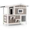 Outdoor 2-Story Wooden Feral Cat House with Escape Door
